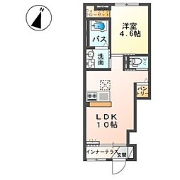 仮）ユニヴァリィII岩曽 1階1LDKの間取り