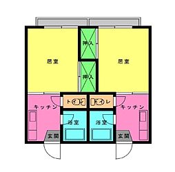 佐々木アパート 2階1Kの間取り