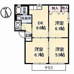 アルファパーク　Ａ棟 1階3DKの間取り