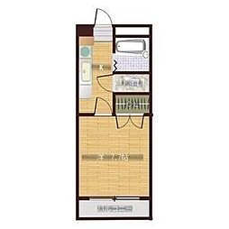 ハイツ杏里 2階1Kの間取り