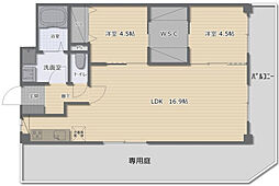 グランドール南平野 1階2LDKの間取り