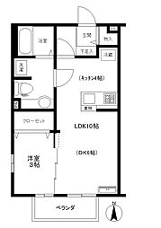 ウインドワード 2階1LDKの間取り