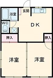 ロマーノビル 5階2DKの間取り