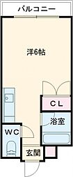 センチュリーアスカV 4階ワンルームの間取り