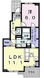 アウルＴ 1階1LDKの間取り