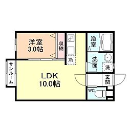 Ｓｈｉｎｅ　Ｓｑｕａｒｅ 1階1LDKの間取り
