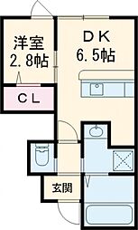 シュヴァン天領 1階1DKの間取り