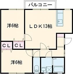 グランアムール 2階2LDKの間取り