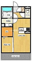 パークヴィラ合志II 3階1LDKの間取り