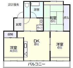 サンコーポラス江島II 3階3DKの間取り