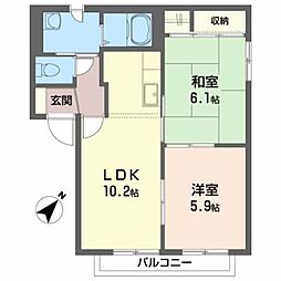 グランドールタモリ　Ａ 2階2LDKの間取り