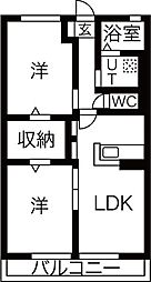 東武伊勢崎線 太田駅 徒歩25分の賃貸アパート 1階2LDKの間取り