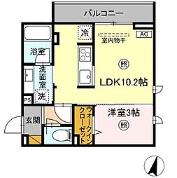 プラデーラ 2階1LDKの間取り