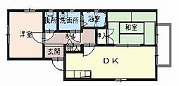 ディアス植松 2階2DKの間取り