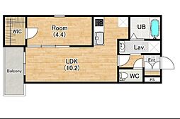 ジーメゾン大久保アスピダ 2階1LDKの間取り