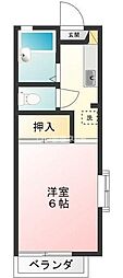 ペニーレイン 1階1Kの間取り