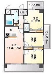 行橋第一レジデンス 3LDKの間取図画像