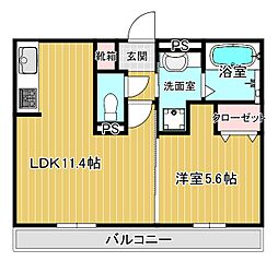 パークヴィラ下南部I 1階1LDKの間取り