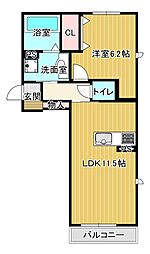 パークヴィラ下南部I 1階1LDKの間取り