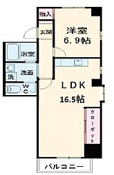 エールメゾン美浜 202 2階1LDKの間取り