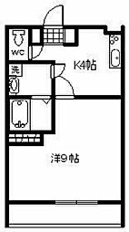 プチメゾン2001 2階1Kの間取り