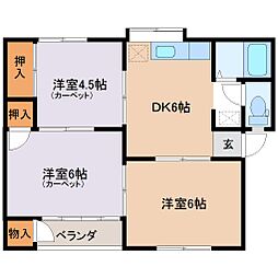 コーポ安藤 1階3DKの間取り