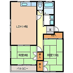 ファミール菅野 1階2LDKの間取り