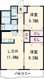 JR上越新幹線 燕三条駅 バス10分 新飯田新町下車 徒歩7分の賃貸マンション 1階2LDKの間取り