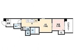 グレース十日市 901 9階1LDKの間取り