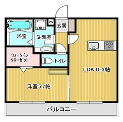 アルフィーネII 2階1LDKの間取り
