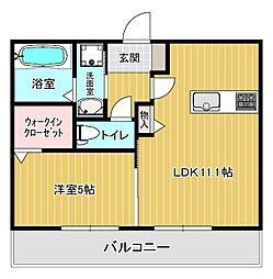 パークヴィラ杉水I 1階1LDKの間取り