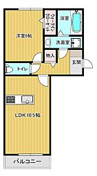 パークヴィラ杉水I 1階1LDKの間取り