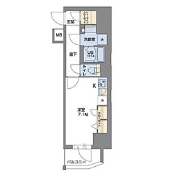 ?etrosa谷町六丁目SOUTH ワンルームの間取図画像