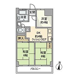 富士見台ファミリーマンション 705 7階3Kの間取り
