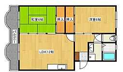 ハイム多々良川 2階2LDKの間取り