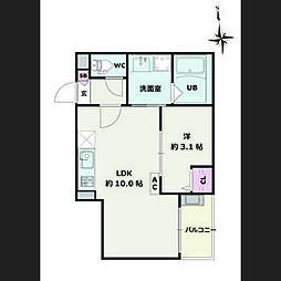 Jack heiwaI 2階1LDKの間取り