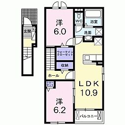 サウス　ブリーズ　ショウワ 2階2LDKの間取り