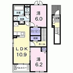 サウス　ブリーズ　ショウワ 2階2LDKの間取り