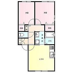 セゾン・マリート　Ｂ 1階2LDKの間取り