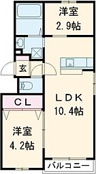 LIFEFIELDみやま 3階1SLDKの間取り