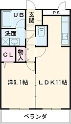 グランジール 3階1LDKの間取り