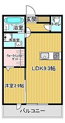 パークヴィラ杉水II 3階1LDKの間取り