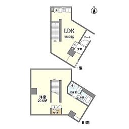 エスタート等々力 1階1LDKの間取り