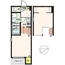 コンフォール仙台若林 2階1Kの間取り