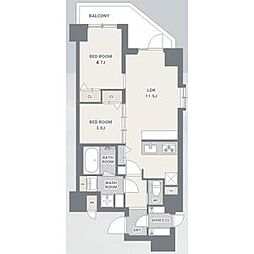 スプランディッド大島 7階2LDKの間取り