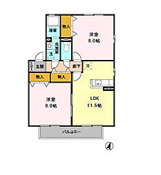 レスポワール　III 2階2LDKの間取り