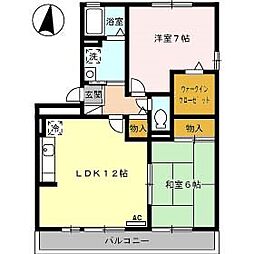 グレイス高？ 2階2LDKの間取り