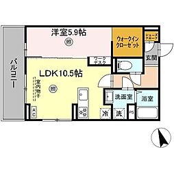 PREMILIFE須賀II 3階1LDKの間取り