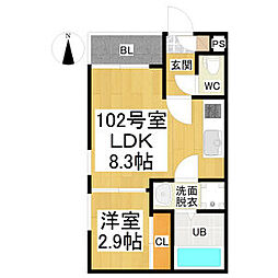 REGALEST浄心 1階1LDKの間取り