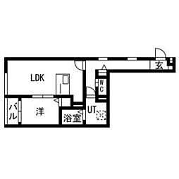 La vita comodo sapporo　「ラ　ヴィータ　コーモド　サッポロ」 2階1LDKの間取り
